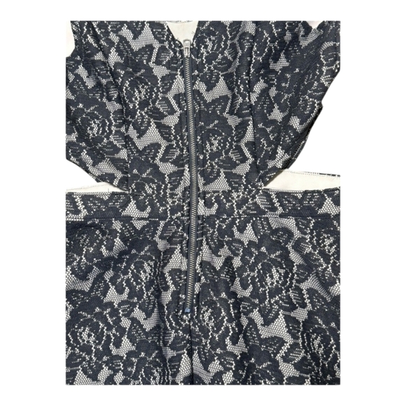 Abercrombie & Fitch Y2K Black Floral Lace Fit & Flare Mini Dress Cutout Sides M - Picture 5 of 8